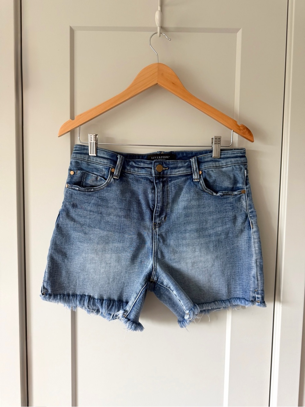 Liverpool Los Angeles The Short Distressed Denim Cutoff Shorts Size 12/31